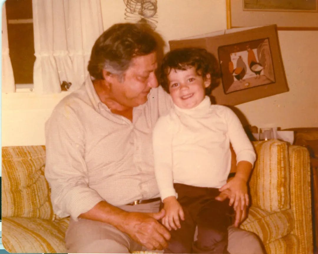 Childhood photograph of Happy's CEO James with his father