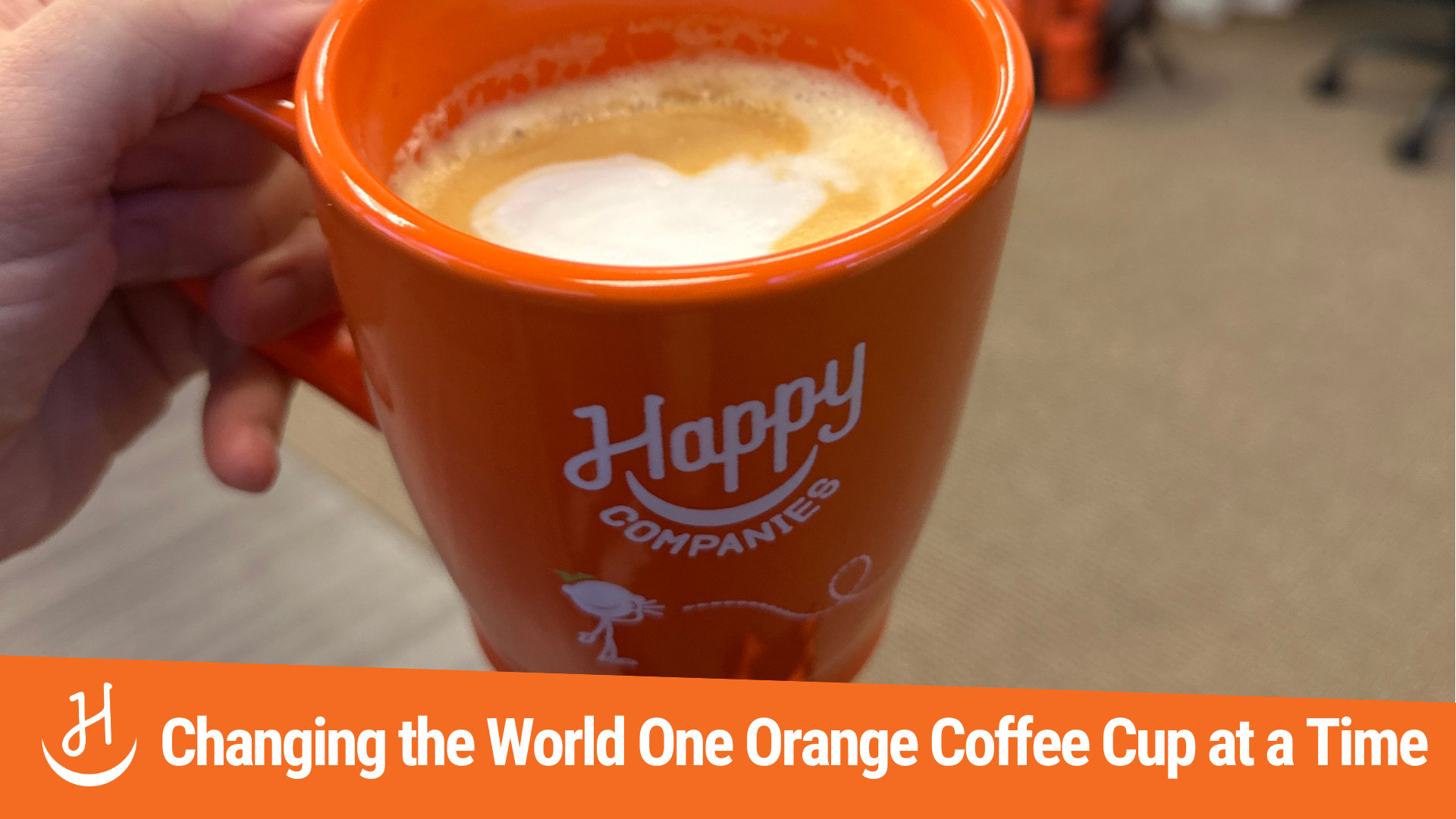 Cover image of the orange Happy coffee cup