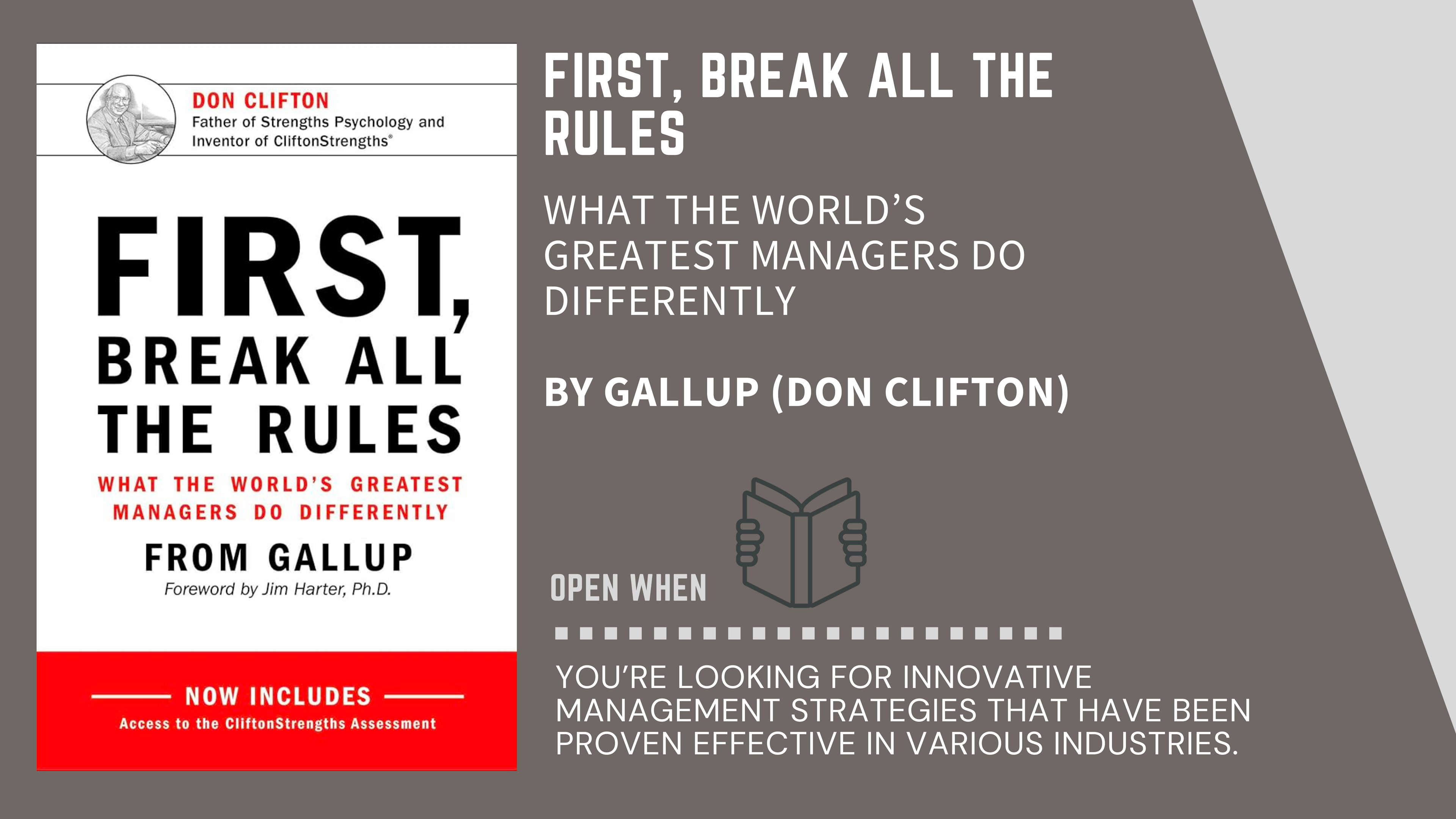 Book Cover of "First, Break All The Rules" by Gallup